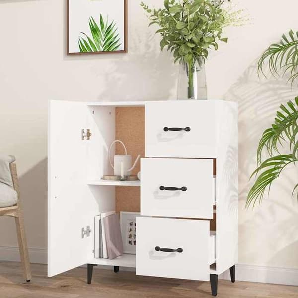 Maison Exclusive - Hvidt buffet 69,5x34x90 cm ingeniørtræ