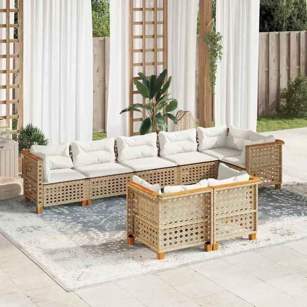 Maison Exclusive - Trädgårdsmöbler med kuddar 8 delar beige flätad resin beige