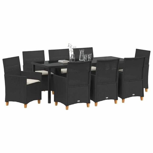 Maison Exclusive - 9 pc have spisebordssæt i sort polyrotin Svart