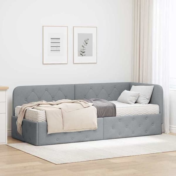 Maison Exclusive - Vaaleanharmaa kulmasänky 80 x 200 cm kangas Ljusgrått