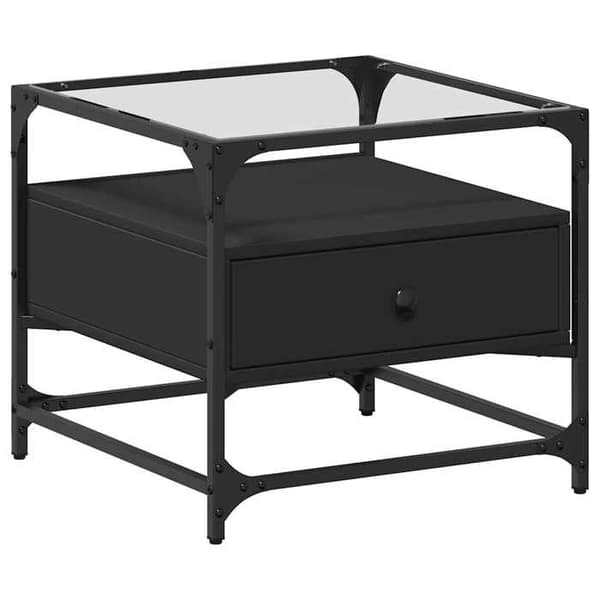 Maison Exclusive - Sofabord med sort glasplade 50x50x45 cm stål