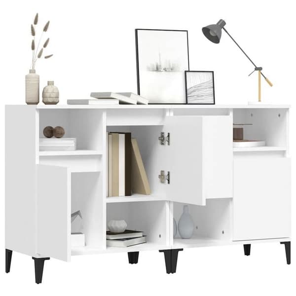Maison Exclusive - Buffeter 2 stk hvid 60x35x70 cm ingeniørtræ