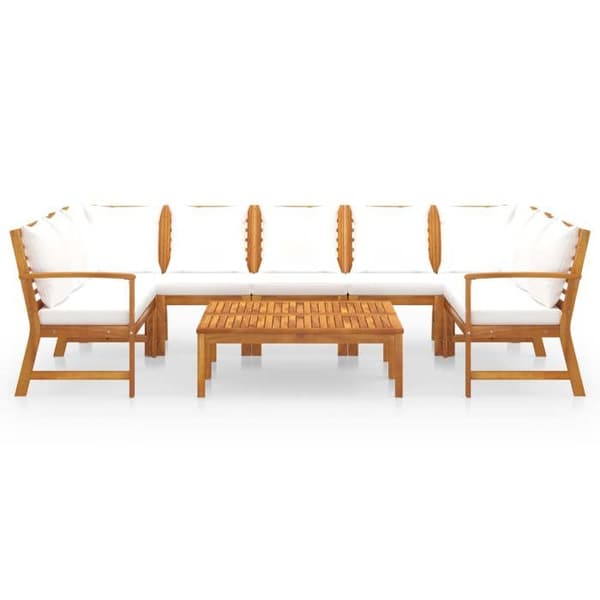 Maison Exclusive - Trädgårdsmöbler 9 delar med kuddar Creme Solid akaciaträ