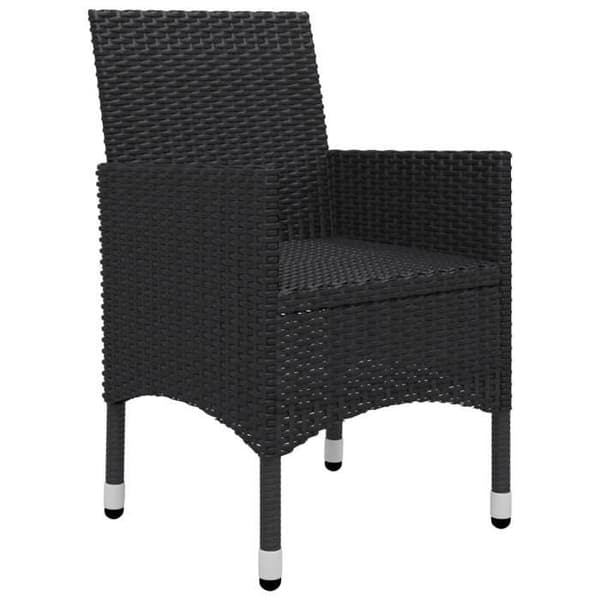 Maison Exclusive - Bistro sæt 3 stk. Vævet harpik og hærdet glas Sort