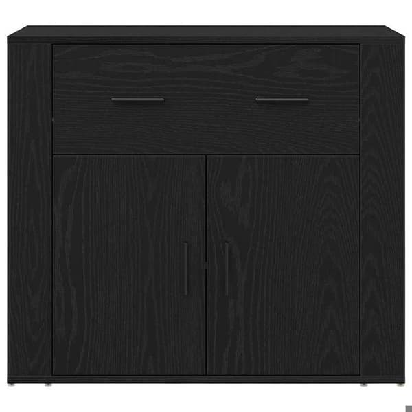 Buffet - EKSKLUSIVT HUS - Sort eg - 80 x 33 x 70 cm - Ingeniørtræ - Sort/Beige beige