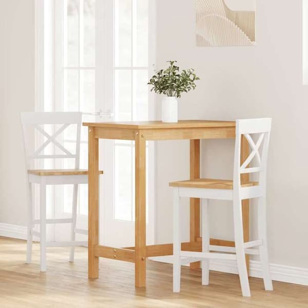 Barstole - EKSKLUSIV HUS - Sæt af 2 - Massivt gummitræ - Hvid - Ergonomisk design Vit