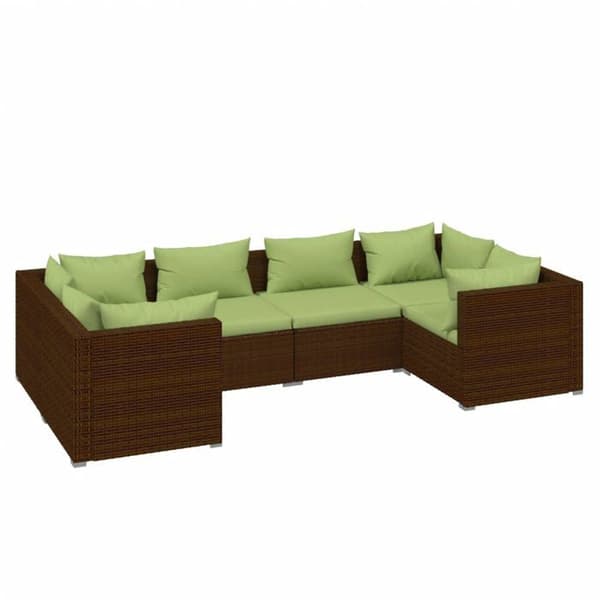 Maison Exclusive - Trädgårdsmöbler 6 delar med kuddar Flätad resin Brun