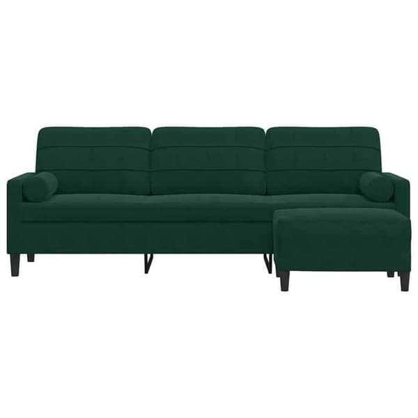 Sofa - EKSKLUSIV HUS - 3 pladser - mørkegrønt velour - 210 cm - inkl. puf Mörkgrön