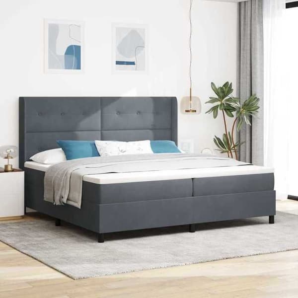 Maison Exclusive - Jousipatja LED-nauhoilla Tummanharmaa 200 x 200 cm Sametti Mörkgrå