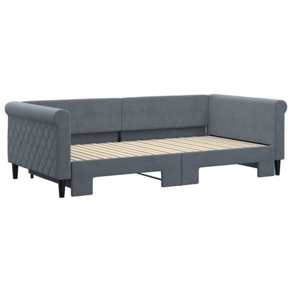 Sofa - EKSKLUSIV HUS - Sofa med udtræk - 100 x 200 cm - Mørkegrå velour - Lamelseng Mörkgrå