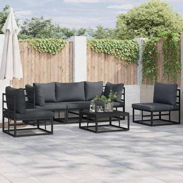 Maison Exclusive - Sæt af 6 pc have-sofaer Sort Aluminium Svart
