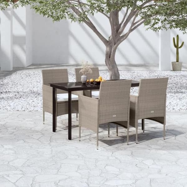 Maison Exclusive - Have spisebord sæt med puder 5 stk Beige/sort
