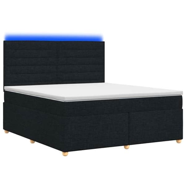 Lys boxspring - MAISON EXCLUSIVE - 180 x 200 cm - Sort - Justerbar hovedgærde - LED USB Svart