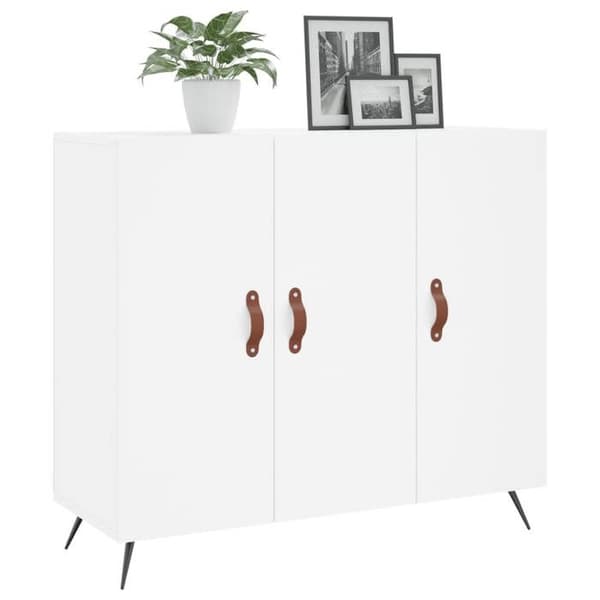 Maison Exclusive - Hvidt buffet 90x34x80 cm ingeniørtræ