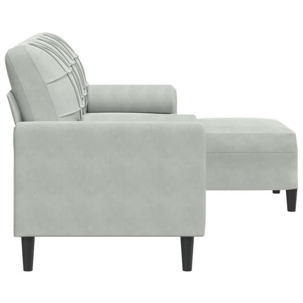 Maison Exclusive - 3-sitssoffa med fotpall Ljusgrå 180 cm Sammet