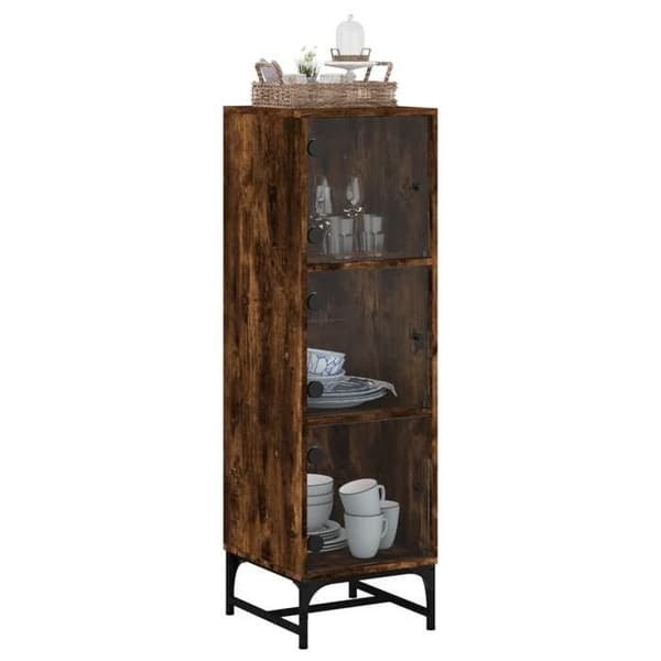 Maison Exclusive - Buffet med glasdøre i røgfyldt eg 35x37x120 cm