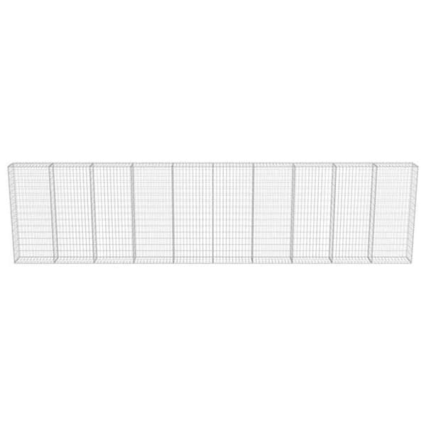 Maison Exclusive - Gabionvägg med galvaniserade stålskydd 600x30x150 cm silver-