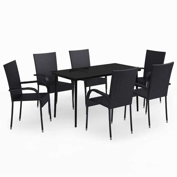 Maison Exclusive - Have spisebordssæt 7 dele Sort