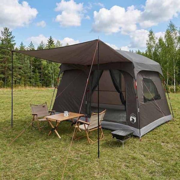 Maison Exclusive - Perheteltta 8 hengelle Ruskea Harmaa Polyesteri