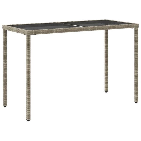 Havemøbel - EKSKLUSIV HUS - 115x54x74 cm - Poly rattan - Tempereret glas top - Lys grå ljusgrått