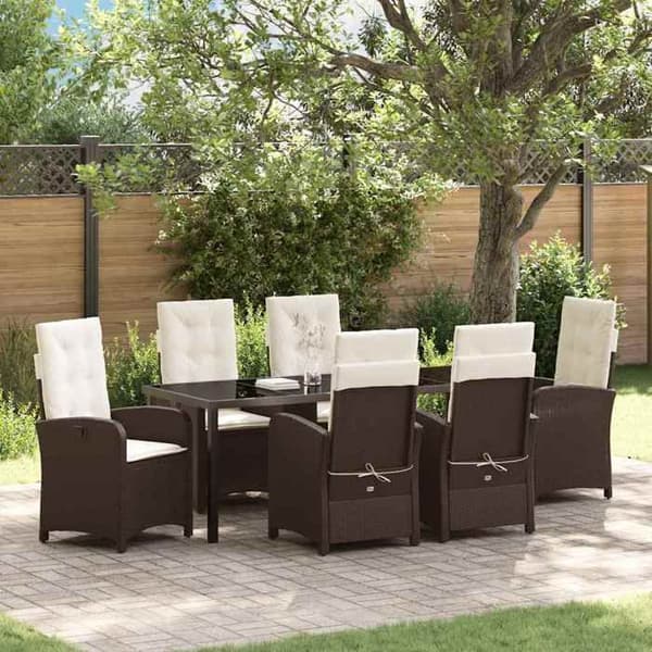 Maison Exclusive - 7 pc spisebordssæt til haven i brun polyrotin brun