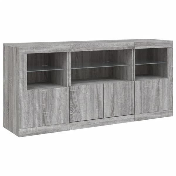 Maison Exclusive - Buffet med LED-lys sonoma grå 142,5x37x67 cm