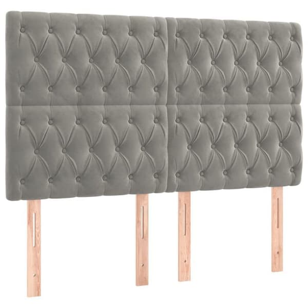 Maison Exclusive - LED Hovedgærde Lys Grå 160x7x118/128 cm Velour ljusgrått