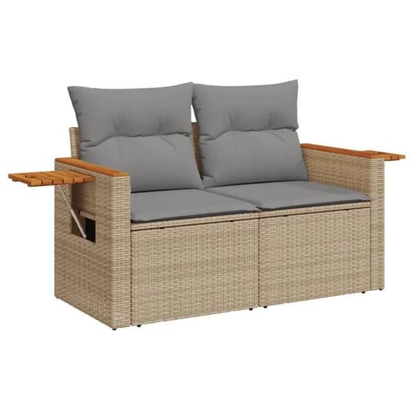 Maison Exclusive - Trädgårdsmöbler med kuddar 8 delar beige flätad resin