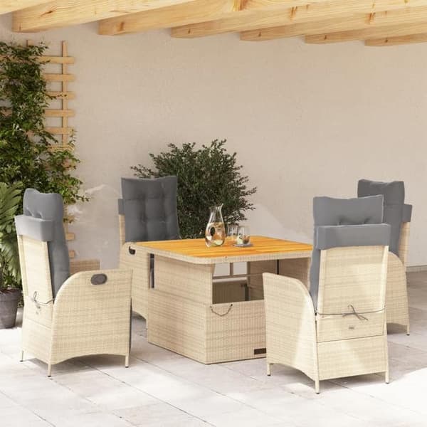 Maison Exclusive - Puutarhakalusteryhmä tyynyillä 5 kpl Beige polyrottinki