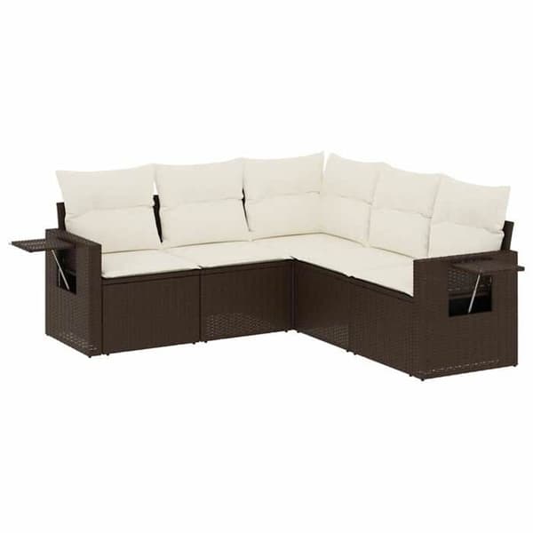 Maison Exclusive - Trädgårdsmöbler med kuddar 5 delar brun flätad resin