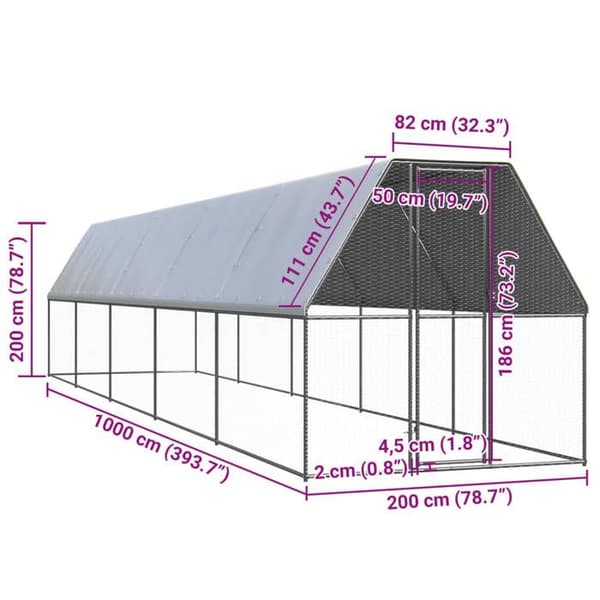 Maison Exclusive - Utomhus hönshus 2x10x2 m Galvaniserat stål