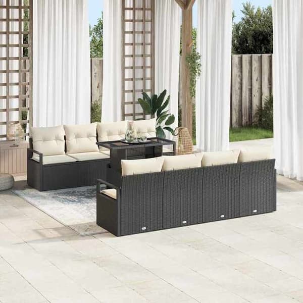 Trädgårdsmöbelset - EXKLUSIV HEM - 9 delar - Modulerbar - Poly Rattan & stålram - UV-beständig