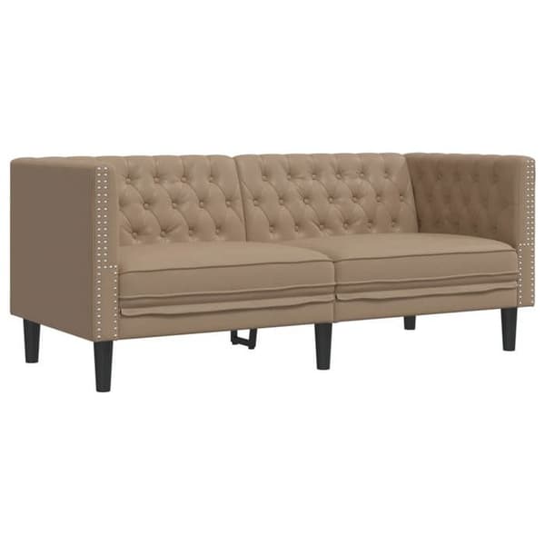 Maison Exclusive - Chesterfield 2-sitssoffa cappuccino i konstläder