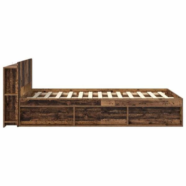 Maison Exclusive - Sängram med förvaring i gammalt trä 120 x 200 cm