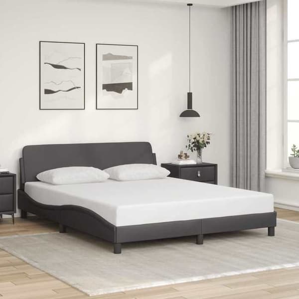 Sengestel - EKSKLUSIV HUS - Dover - 160x200 cm - Grå kunstlæder - Lamelseng Grå