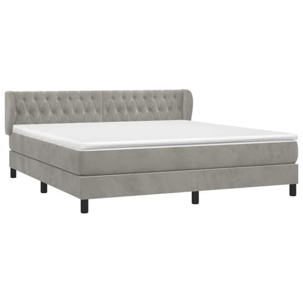 Maison Exclusive - Seng solid bund med socker og madras Grå 160x200cm Velour