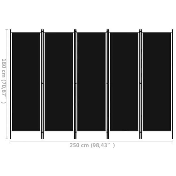 Maison Exclusive - Skillevæg 5 paneler Sort 250x180 cm