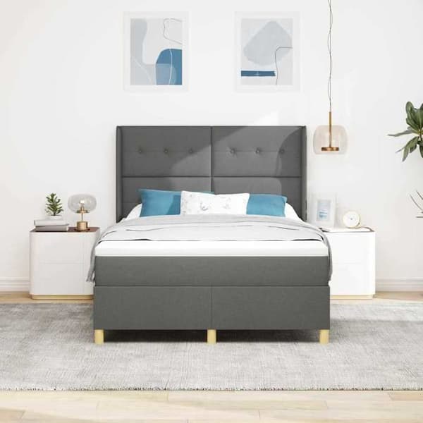 Sengestel med madras - EKSKLUSIV HUS - 140 x 200 cm - Grå - Indbyggede LED-striber - Justerbar hovedgærde Grå