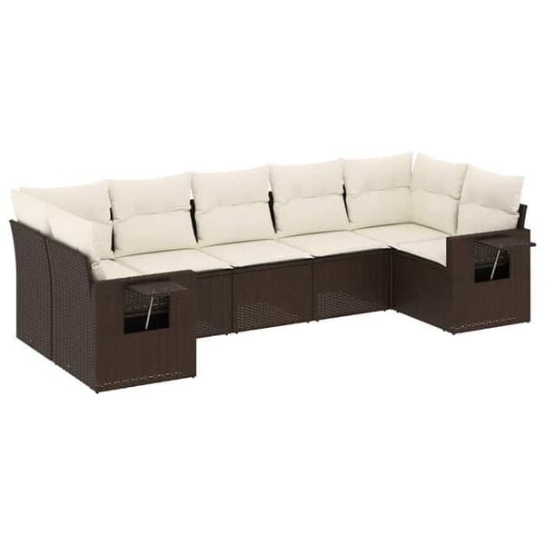 Maison Exclusive - Trädgårdsmöbler med kuddar 7 delar brun flätad resin