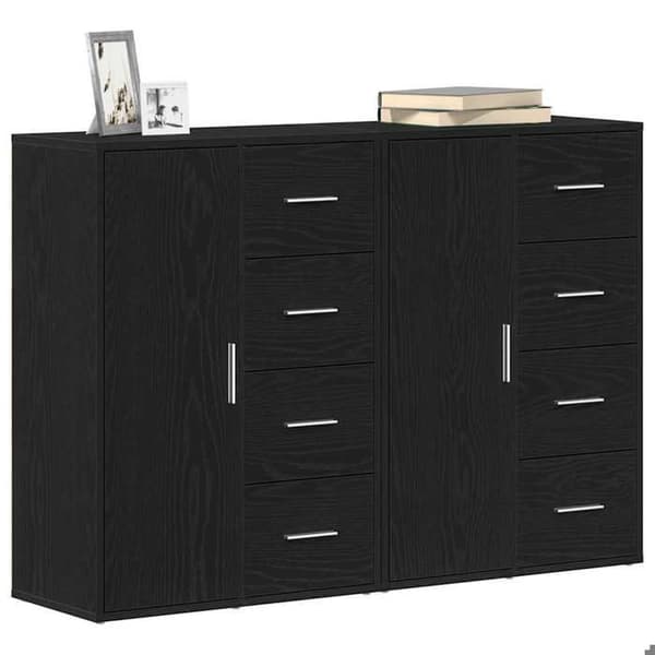 Buffet - EKSKLUSIVT HUS - 2 stk - Sort eg - Ingeniørtræ - 60 x 31 x 84 cm svart ek