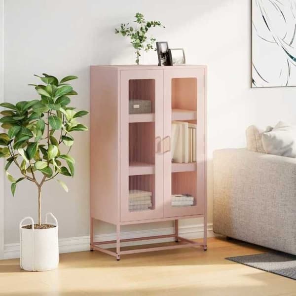 Maison Exclusive - Buffé hög rosa 68x39x123 cm stål