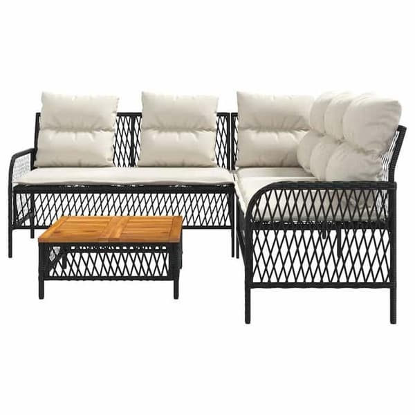 Maison Exclusive - Trädgårdsoffor 2 st med kuddar Svart Flätad resin