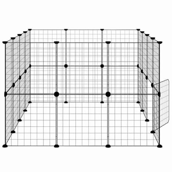 Maison Exclusive - Kæledyrbur med 28 paneler og dør Sort 140x105x70 cm