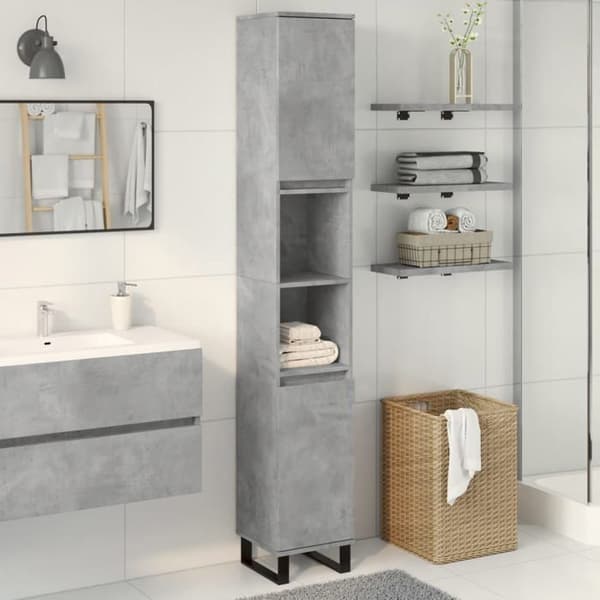 Maison Exclusive - Badeværelsesskab grå beton 30x30x190 cm