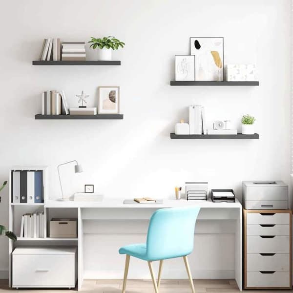 Maison Exclusive - Kelluva seinähylly 4 kpl Harjattu harmaa 80x23,5x3,8 cm MDF Glänsande grå