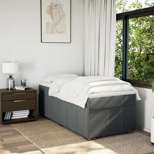 Maison Exclusive - Sänkyperä ja tummanharmaa patja 90x190 cm Kangas