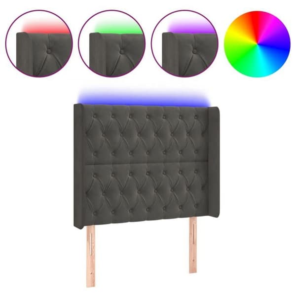 Maison Exclusive - LED-huvudgavel Mörkgrå 103x16x118/128 cm Sammet mörkgrå