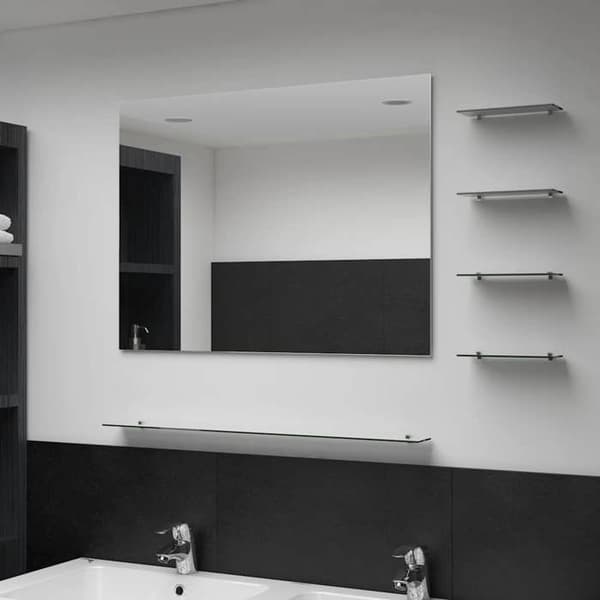 Maison Exclusive - Väggspegel med 5 hyllor Silver 80 x 60 cm