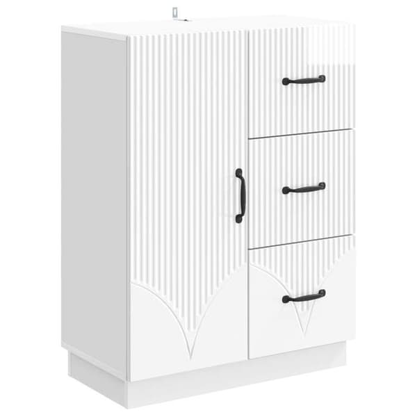 Maison Exclusive - Buffé Vit glänsande 66 x 34,5 x 87 cm Ingenjörsträ Strålande vit