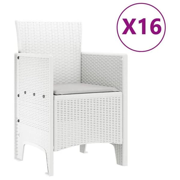 Maison Exclusive - Trädgårdsmöbelset med kuddar 17 delar Vit